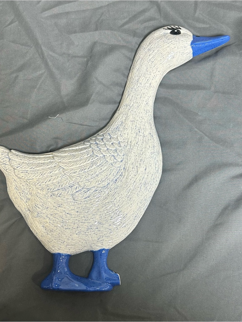 Vintage Ceramic Goose Duck Wall Decor 80s/90s Cottagecore Blue/White - Picture 2 of 6